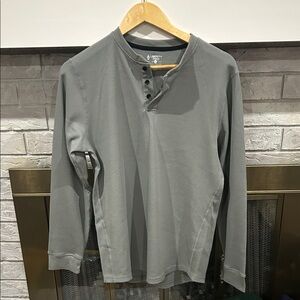 Men's Gray Long Sleeve Henley Shirt